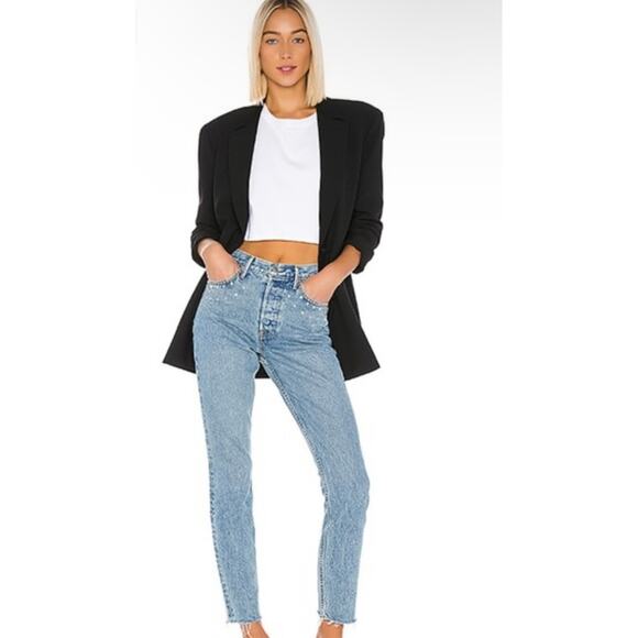 GRLFRND Button Fly Embellished Skinny High Rise Karolina Jeans Glamrock Size 25 - Picture 1 of 7